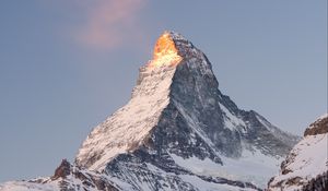 Preview wallpaper rock, mountains, peak, snow, snowy, slope