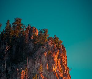 Preview wallpaper rock, mountains, peak, trees, sky