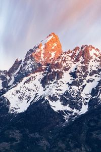 Preview wallpaper rock, mountains, peak, snow, slope
