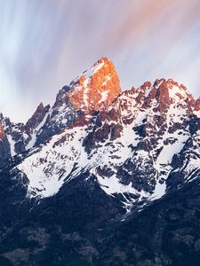 Preview wallpaper rock, mountains, peak, snow, slope