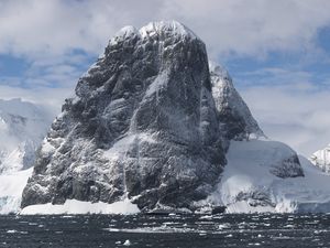 Preview wallpaper rock, mountains, snow, nature
