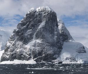 Preview wallpaper rock, mountains, snow, nature