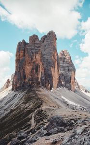 Preview wallpaper rock, mountains, stone, peak, sky