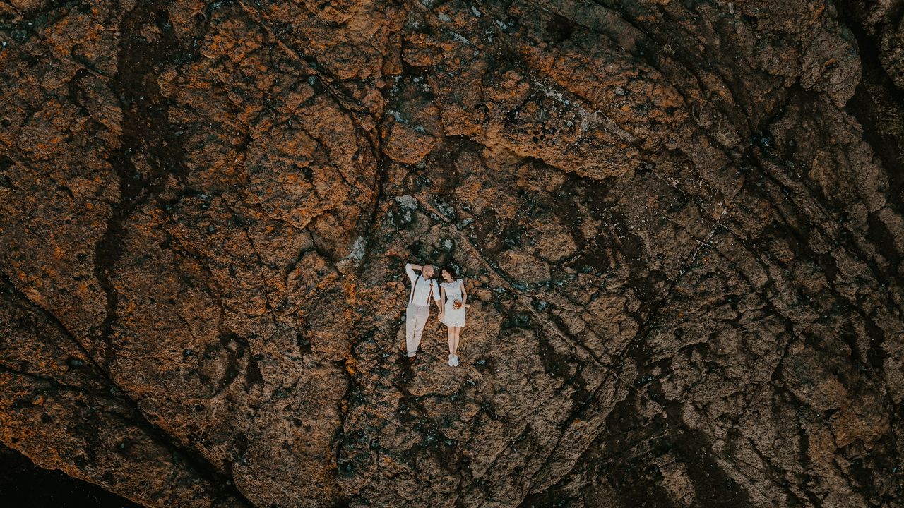 Wallpaper rock, pair, aerial view, love, romance