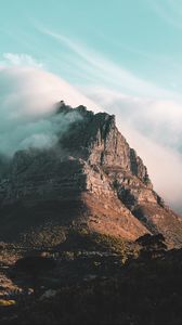 Preview wallpaper rock, peak, cloud, fog