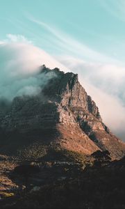 Preview wallpaper rock, peak, cloud, fog