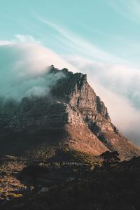 Preview wallpaper rock, peak, cloud, fog