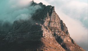Preview wallpaper rock, peak, cloud, fog