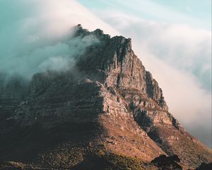 Preview wallpaper rock, peak, cloud, fog