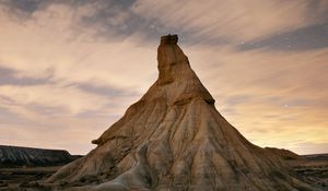Preview wallpaper rock, peak, landscape, stars, clouds, twilight