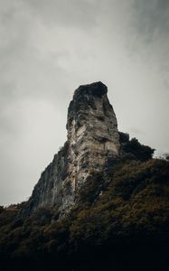 Preview wallpaper rock, peak, mountain, trees, nature