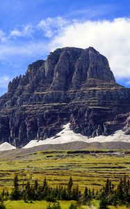Preview wallpaper rock, peak, mountains, trees