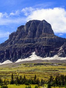 Preview wallpaper rock, peak, mountains, trees