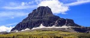Preview wallpaper rock, peak, mountains, trees