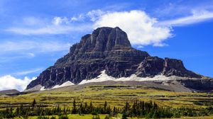 Preview wallpaper rock, peak, mountains, trees