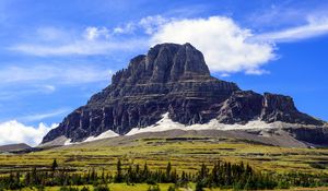Preview wallpaper rock, peak, mountains, trees