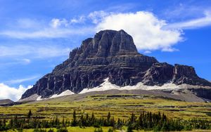 Preview wallpaper rock, peak, mountains, trees