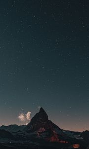 Preview wallpaper rock, peak, night, stars, starry sky