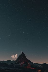 Preview wallpaper rock, peak, night, stars, starry sky