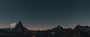Preview wallpaper rock, peak, night, stars, starry sky