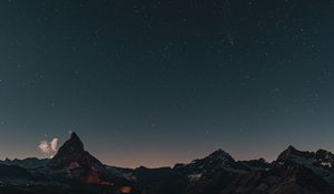 Preview wallpaper rock, peak, night, stars, starry sky