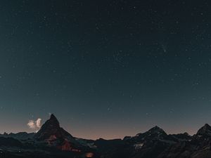 Preview wallpaper rock, peak, night, stars, starry sky
