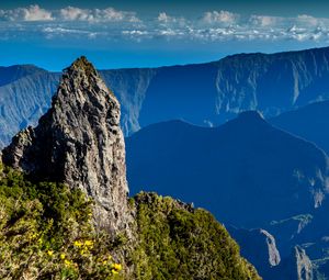 Preview wallpaper rock, peak, plants, mountains, sky