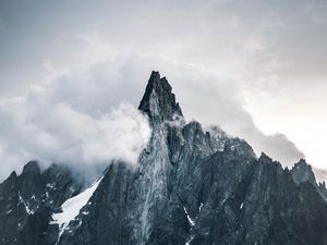Preview wallpaper rock, peak, snow, snowy, stone