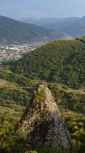 Preview wallpaper rock, peak, valley, hills, view, nature