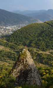 Preview wallpaper rock, peak, valley, hills, view, nature