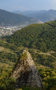 Preview wallpaper rock, peak, valley, hills, view, nature