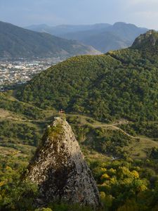 Preview wallpaper rock, peak, valley, hills, view, nature