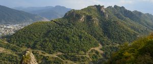 Preview wallpaper rock, peak, valley, hills, view, nature