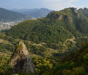 Preview wallpaper rock, peak, valley, hills, view, nature