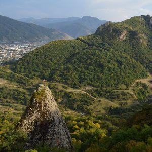 Preview wallpaper rock, peak, valley, hills, view, nature