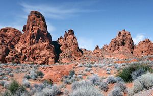 Preview wallpaper rock, relief, bushes, nature, desert