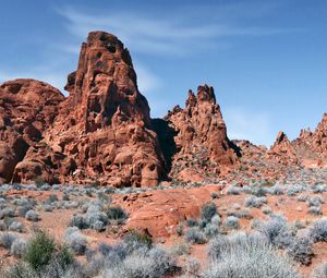 Preview wallpaper rock, relief, bushes, nature, desert