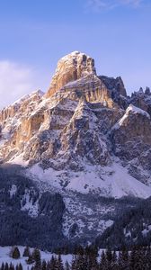 Preview wallpaper rock, relief, snow, trees