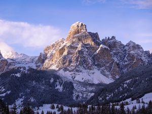 Preview wallpaper rock, relief, snow, trees