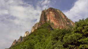 Preview wallpaper rock, relief, trees, nature, sky