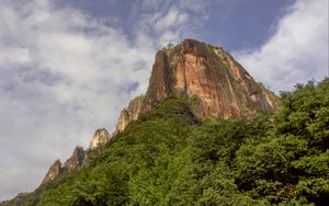 Preview wallpaper rock, relief, trees, nature, sky