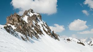 Preview wallpaper rock, relief, winter, snow, landscape