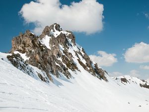 Preview wallpaper rock, relief, winter, snow, landscape