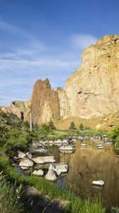 Preview wallpaper rock, river, landscape, nature, view