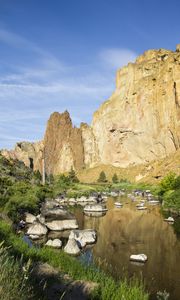 Preview wallpaper rock, river, landscape, nature, view