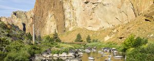 Preview wallpaper rock, river, landscape, nature, view