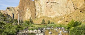Preview wallpaper rock, river, landscape, nature, view