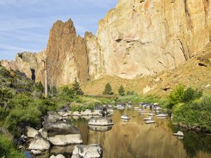 Preview wallpaper rock, river, landscape, nature, view