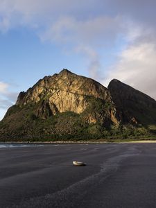 Preview wallpaper rock, sand, shore, shell, landscape, nature