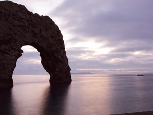 Preview wallpaper rock, sea, arch, horizon, landscape